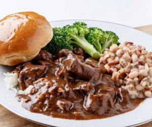 MONDAY: BEEF TIPS W/RICE & GRAVY OR PORK TENDERLOIN W/ RICE & GRAVY and your choice of two sides: WHITE BEANS, STEAMED BROCCOLI, OR SQUASH CASSEROLE